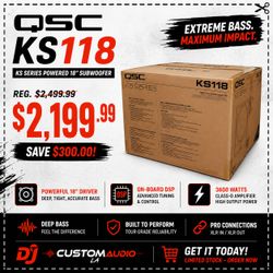 QSC KS Series KS118 Powered 18" Subwoofer 3600 Watts DSP System Caster Wheels 🚨 Payment Options Available 🚨 No Credit Needed 🚨