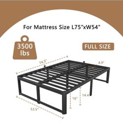 Brand new VYM 16 Inch Full Platform Bed, Heavy Duty Steel, No Box Spring, Black
Heavy Duty Steel, 3500 LBS, Noise-Free, No Box Spring, 14.4" Storage, 