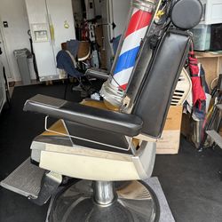 Barber  chair and barber pole