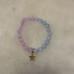 Blue And Purple Beaded Bracelet With Gold Star Charm