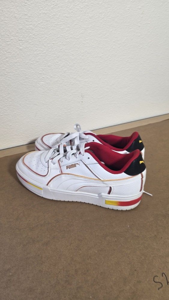 PUMA CA Pro Low White Red Yellow Flames Size 11 389528-01