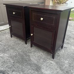 Pair 2 Wooden End Tables Nightstands 19x15x26