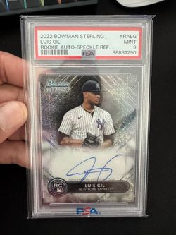2022 Bowman Sterling Luis Gil Auto Speckle /99 RC PSA 9 Yankees