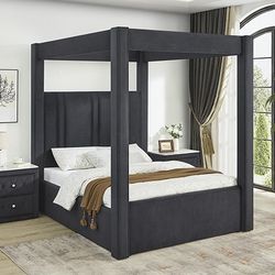 Brand New Black Queen Size Canopy Bed Frame (Available In Eastern King)