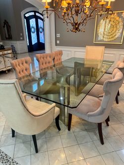 Glass Top Dining Table with Chrome Base