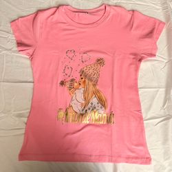 Women’s Pink #AmorDeMamá Graphic T-Shirt Rhinestone Accent Short Sleeve Size L NWOT