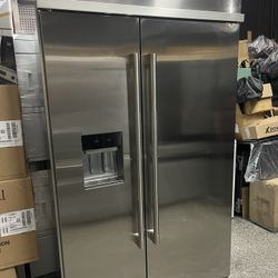 48” Inch Jenn Air Built in Side By Side Fridge, Black interior With Full LED Illumination 