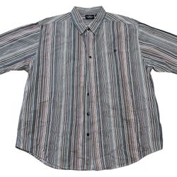 Harley Davidson Men’s Striped Pocket Grey Casual Button Up Shirt XXL 103819