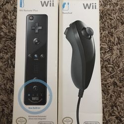 BRAND NEW Nintendo Wii Wireless Remote Motion Plus + Nunchuk Black