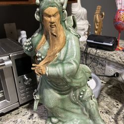 Chinese Antique Longquan Celadon Biscuit Guanyin