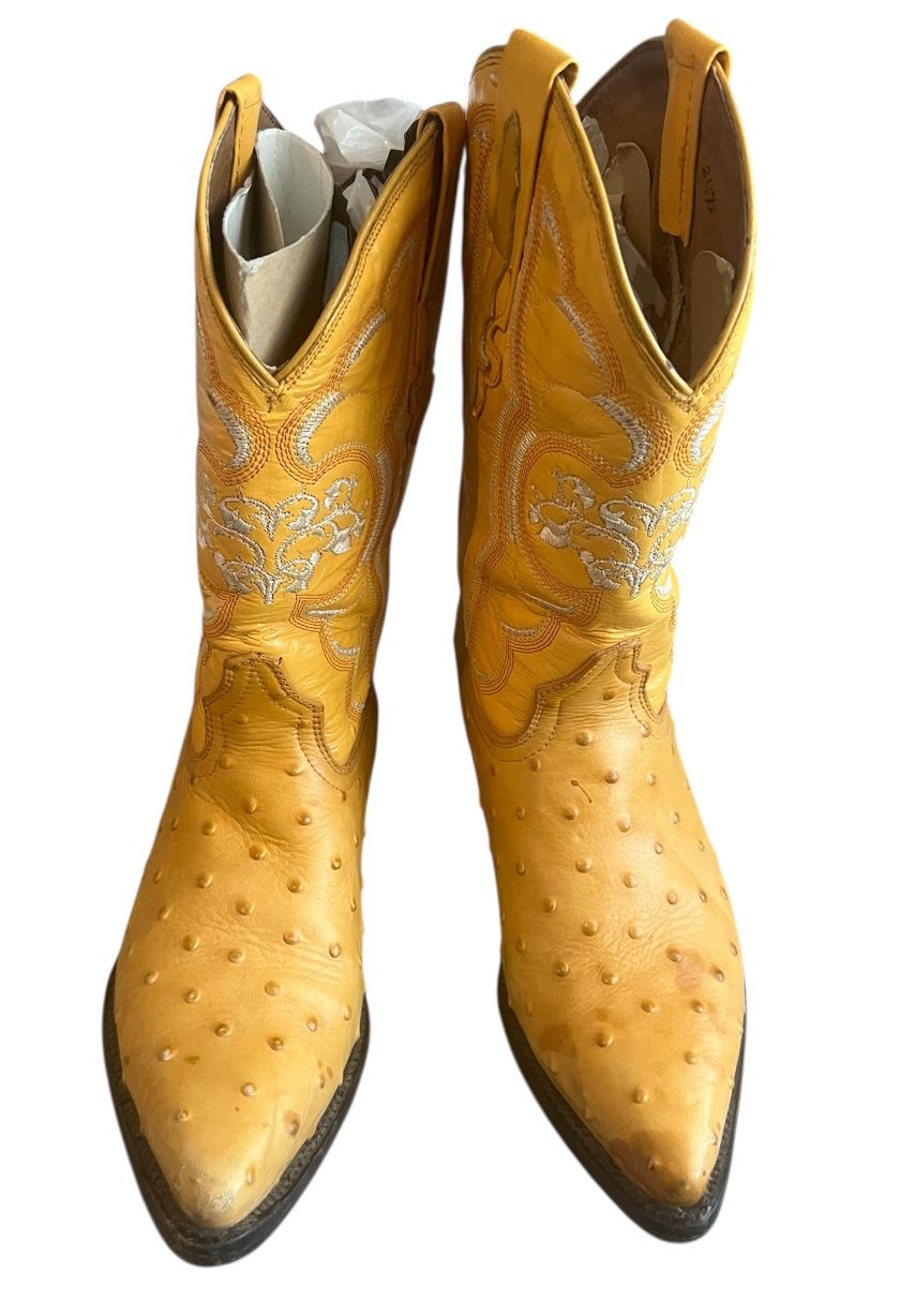 Ostrich Print Boots With Belt Size 7.5