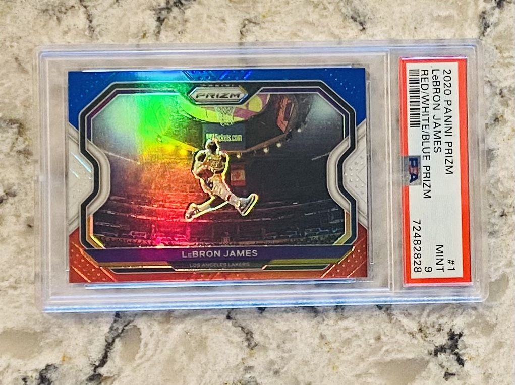 2020 Lebron James Red White Blue Kobe Tribute Dunk Prizm PSA 9 LA Lakers