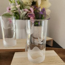 Federal Glass Etched Drinking Glass Set