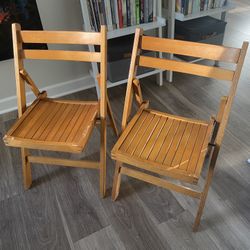 Vintage Mid Century Wood Folding Chairs