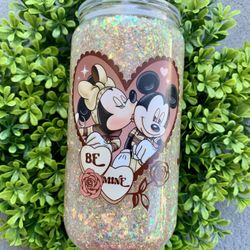 Always And Forever Minnie And Mickey Snowglobe Glass Tumbler 