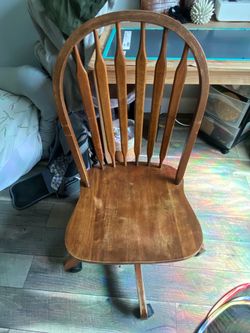 Beautiful Wooden Rolling Swivel Tilting Chair Height Adjustable