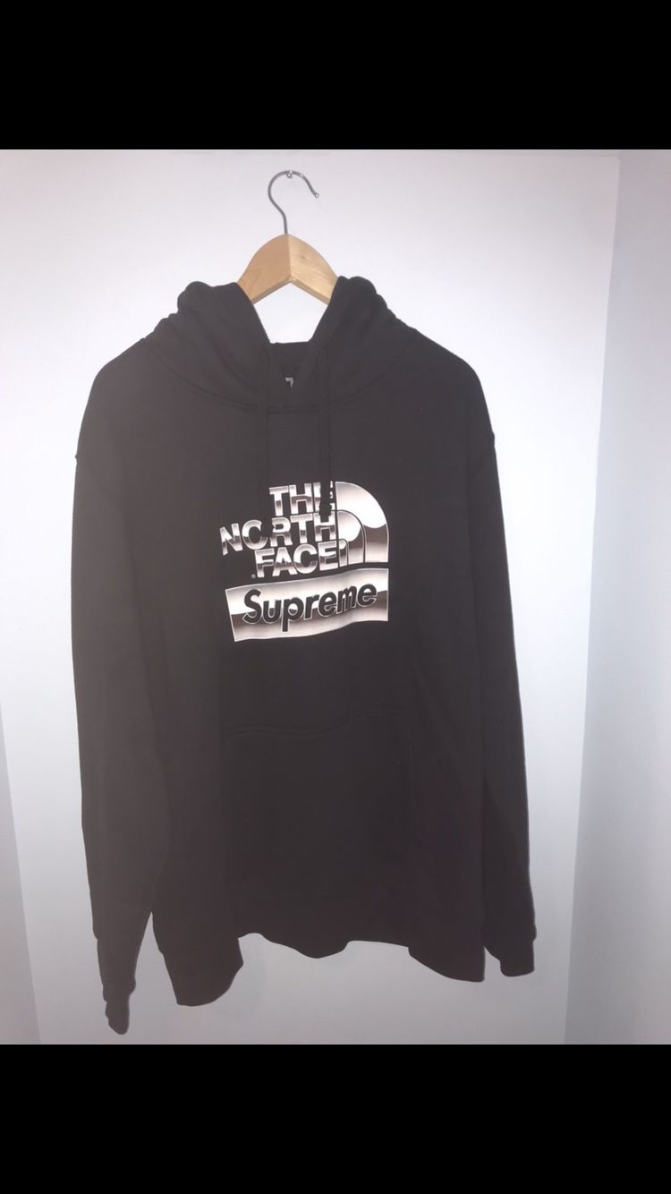 Supreme The North Face TNF Hoodie size XL Extra Large Black METALLIC