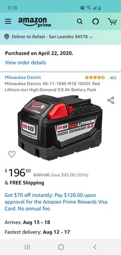 M-18 9.0 milwaukee battery NEW PRICE! ! ! !