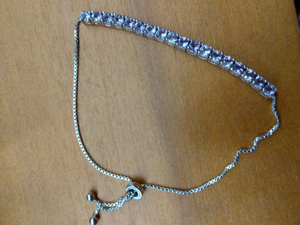 Light Amethyst Bracelet  925 Sterling Silver 