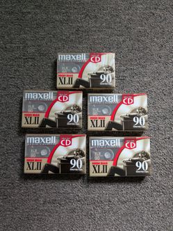 Lot of 5 ~New Sealed MAXELL XLII 90 Audio Cassette Tape Type II High Bias Blank