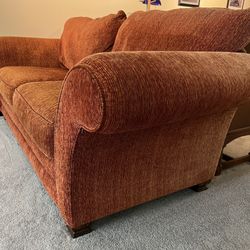 Super Comfy Terracotta Couch - Sturdy & Deep Seating!