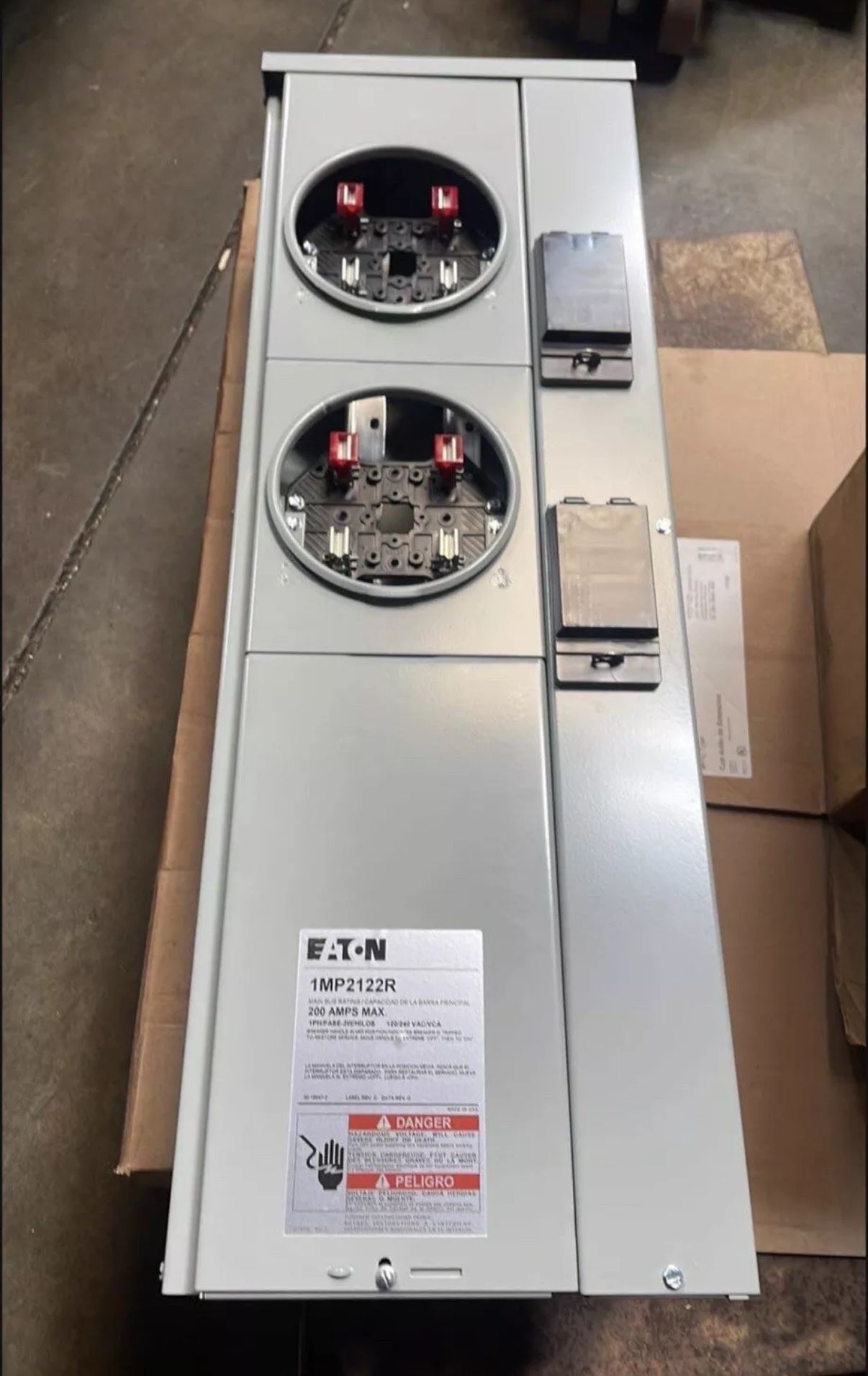 Eaton Two 2 Dual Meter Main Electrical Meter Panel ADU Duplex 