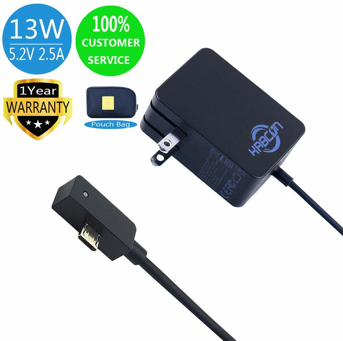 2 Charge Cables & Power Supply Adapters for Microsoft Surface 3 Tablet