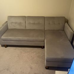 Gray L Shaped Sofa/Couch/Sleeper