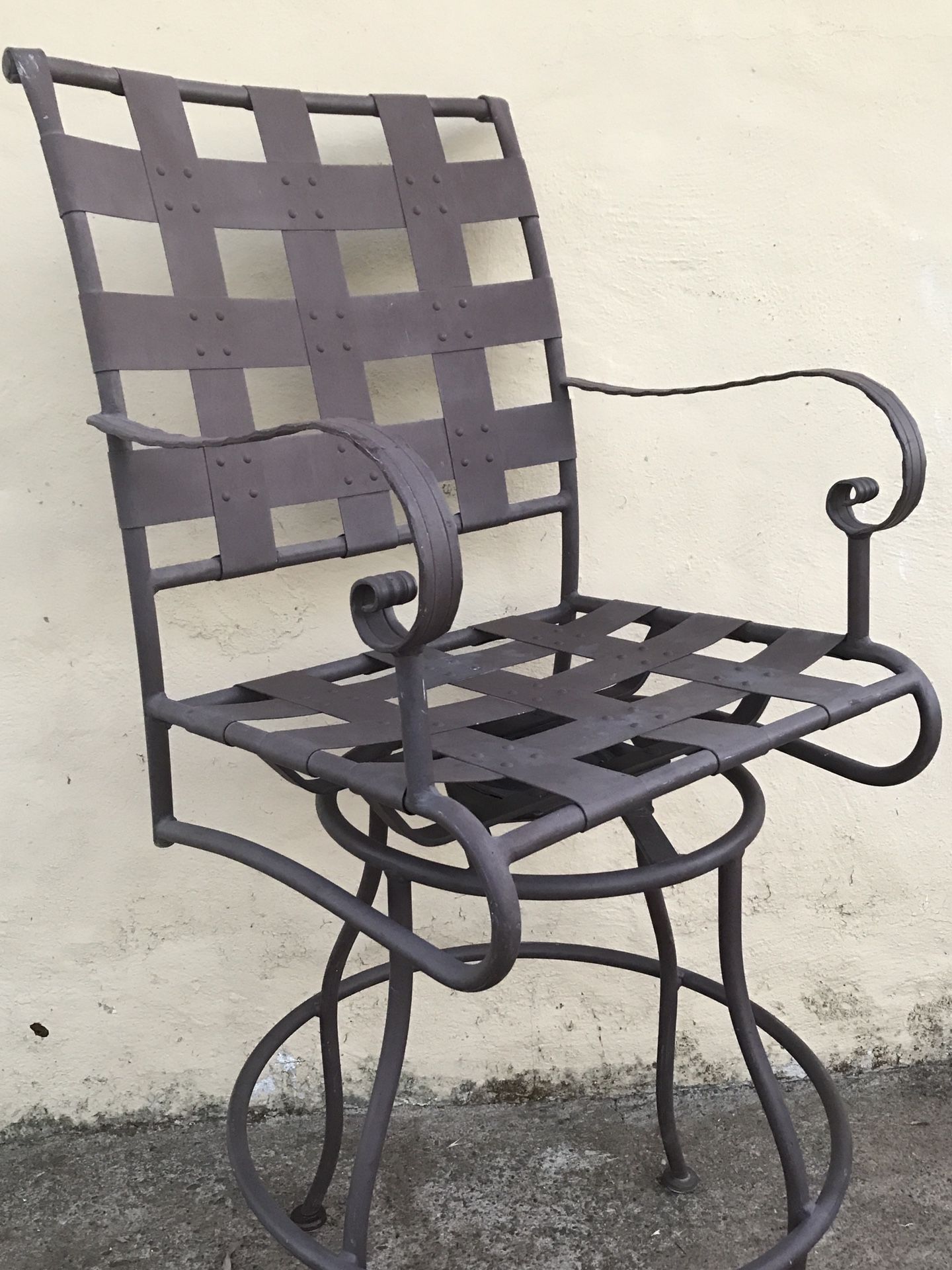 Mid Century Swivel Bar Stool Chair Solid Metal & Rivets