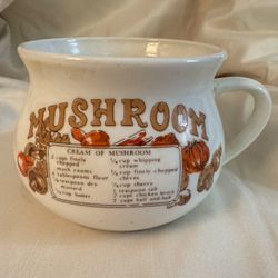 Mushroom Soup recipe bowl, vintage, 1970s, mug