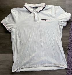 Ben Sherman Polo White Shirt Size Xl Blue And Red Has Pocket In front