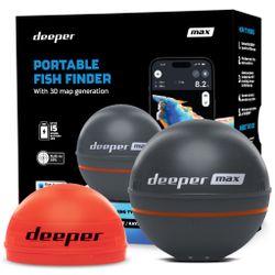 Deeper Max Smart Fish Finder CHIRP Sonar GPS Wi-Fi 330ft Depth 15hr Battery