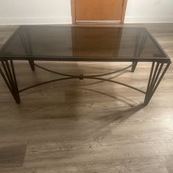 Glass and Cast Iron Coffee Table