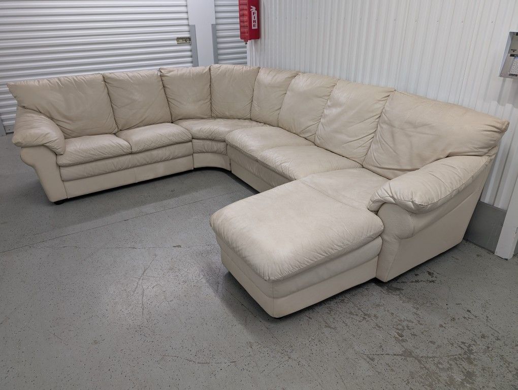 Beige Leather Sectional Delivery Available 🚚