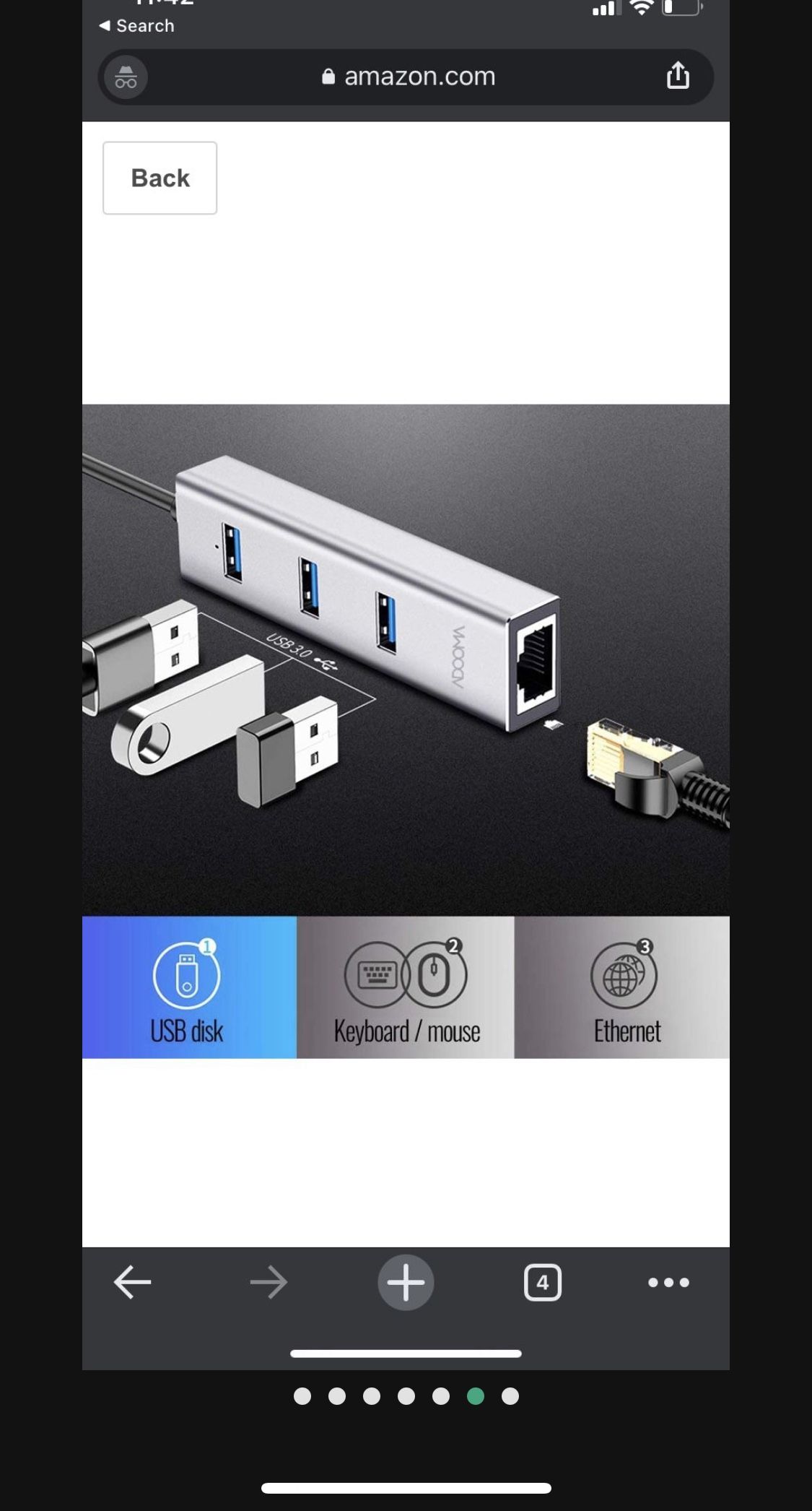 USB 3.0 Hub to Ethernet RJ45 LAN Adapter,ADOOMA Gigabit 1000Mbps USB C Ethernet Adapter for Chromebook,Tablets and Phones Grey