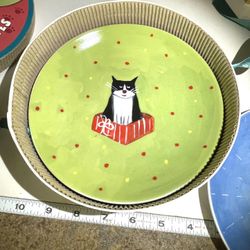Set Of Holiday Cat Plates