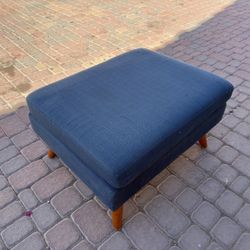 Modway Engage Mid-Century Modern Ottoman – Navy Blue With Wooden Legs