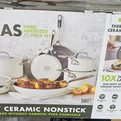 The Original GreenPen Eras Hard Anodized 11 Piece Set Chemical Free Read Description