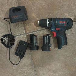 BOSCH PS31-2A 12V Max 3/8 Inch Drill/Driver Kit with (2) 2 Ah Batteries and Charger, Variable Speed