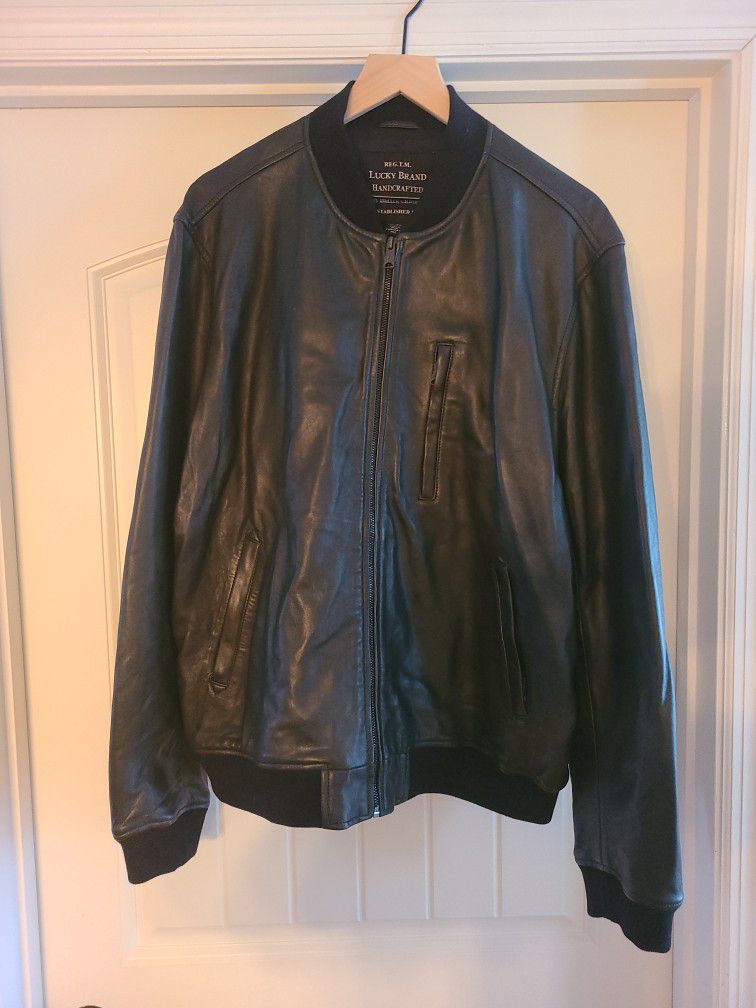 Lucky Brand Leather Bomber Jacket 