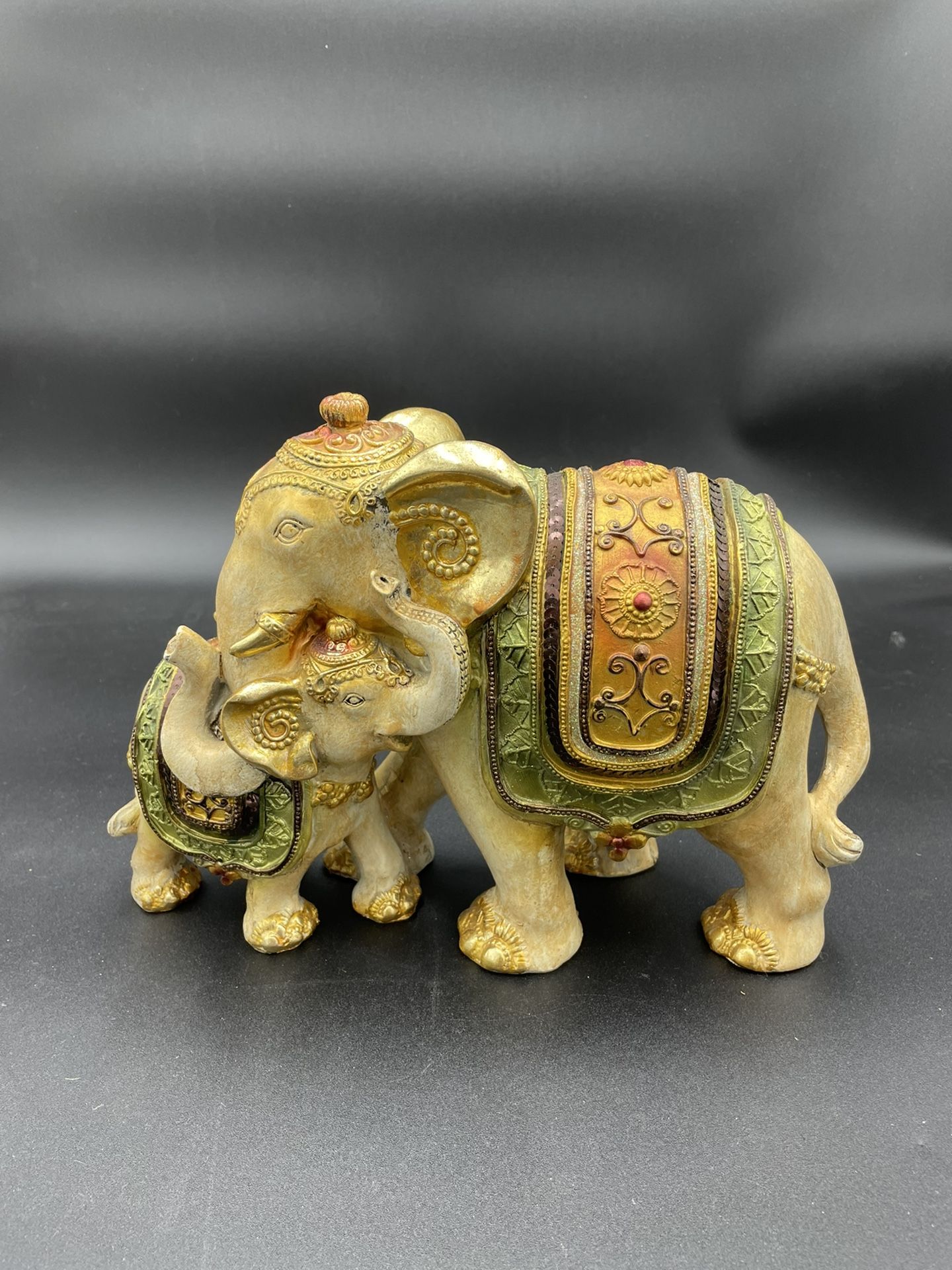 Large APROPOS Home Collection Elephant And Baby Ceramic 11” Figurine VG