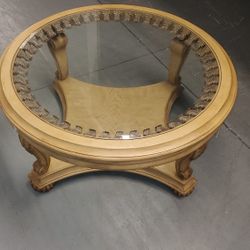 Kimberly Antique White Glass Top Coffee Table 40" - Can Deliver 