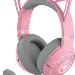 Razer Kraken Kitty V2 USB Wired RGB Headset: Chroma Kitty Ears - Stream Reactive Lighting - HyperClear Cardioid Mic - Triforce 40 mm Drivers - 7.1 Sur