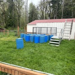 55 Gallon Blue Plastic Drums 