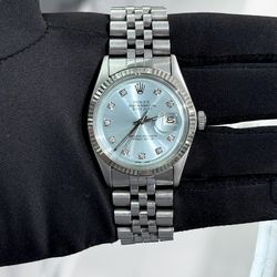 Authentic Rolex Datejust 36mm Ice Blue Diamond Dial