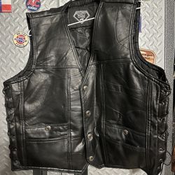 Motorcycle Leather Vest XL