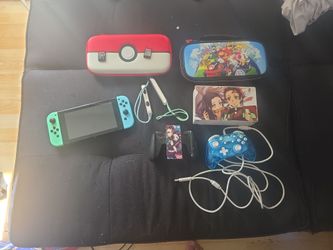 Animal Crossing Switch with Demon Slayer stickes