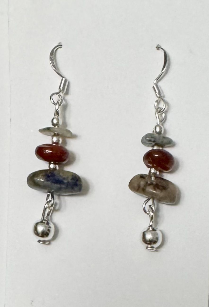 Natural Agate Sterling Silver Dangle Earrings