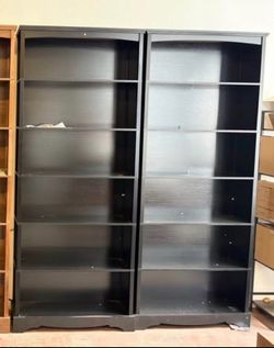 76” H,6-Tier Wooden Bookshelf, Bookshelf with Storage, Floor Standing Modern Style Display Bookcase , Black(2pcs)