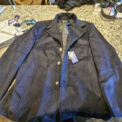 Mens Navy Peacoat Overcoat Over Coat 